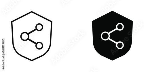 Minimalist network connection icon in shield badge style