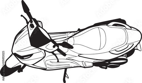 Jet ski, motorbike, water sports, vehicle, black and white illustration