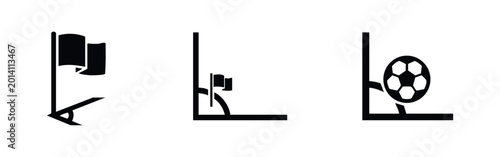 Fotografie Soccer Corner Kick Icons Set Flag and Ball Vector Illustration