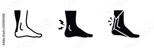 Tableau sur toile Ankle Injury and Achilles Tendon Pain Icons Medical Vector Illustration
