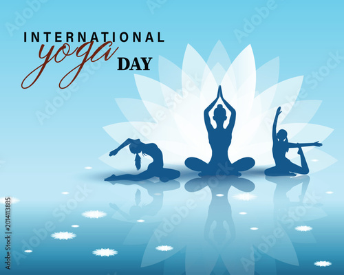 International Yoga Day Template with Yoga Pose Silhouette