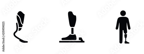 Foto Prosthetic Leg Artificial Limb and Disability Support Icon Set