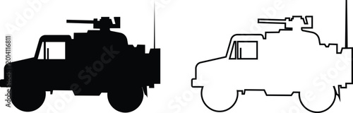 Foto Military vehicle truck tank armored car set collection icons, transport carrier