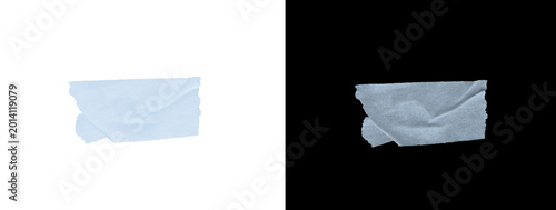 Foto Glowing Light Blue Crumpled Tape Strip on Black Background