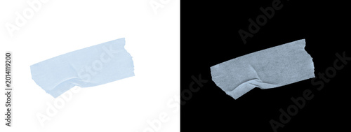 Tableau sur toile Glowing Light Blue Notched Horizontal Tape Strip on Black Background
