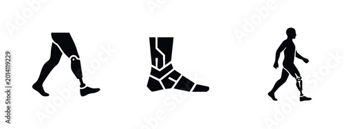 Fotografía Prosthetic Leg and Bionic Foot Icons for Disability and Medical Support