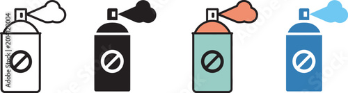 Cuadro en lienzo Insecticide spray can and pest control icon set featuring bug repellent, aerosol