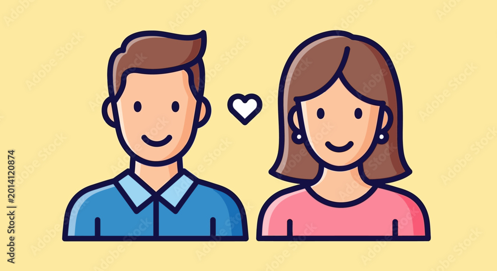Obraz premium Couple in Love Icon, Vector Illustration