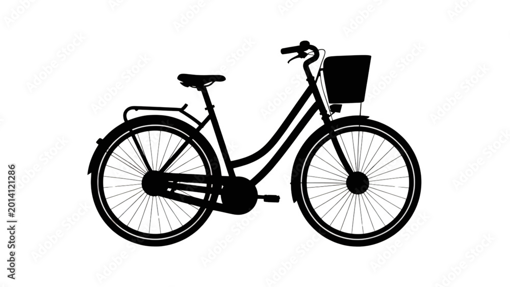 Fototapeta premium Black and white bicycle vector icon isolated on plain background Vector