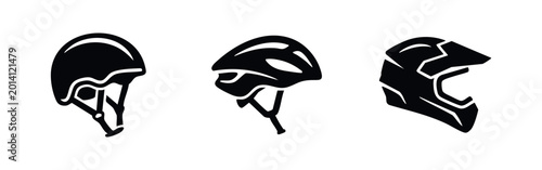 Foto Collection of Protective Headgear Icons Showcasing Various Bike and Motorcycle H