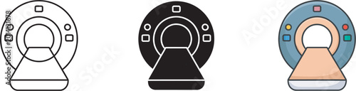 Foto MRI scanner hospital diagnostic icon set with magnetic resonance imaging machine