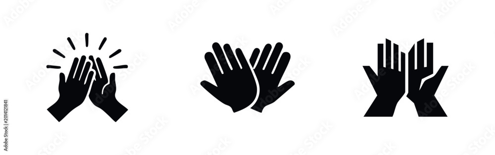 Fototapeta premium Collection of Hand Gestures and Palms Silhouette Icons for Communication and Prayer