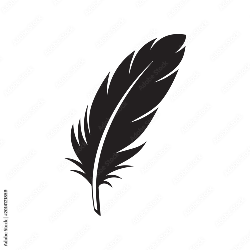 Fototapeta premium Feather Icon, Elegant Feather Silhouette Vector Illustration