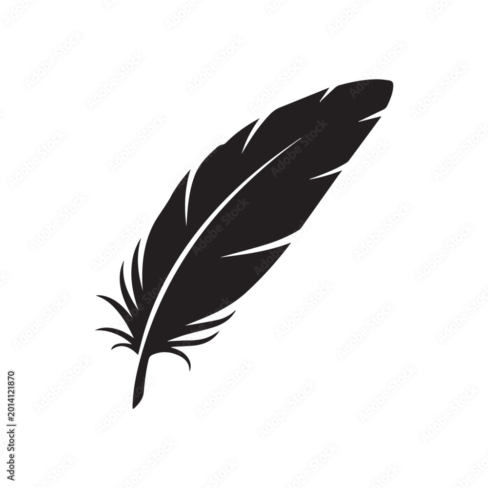 Fototapeta premium Feather Icon, Elegant Feather Silhouette Vector Illustration