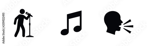 Foto Music Singer and Voice Communication Icons Set Silhouette