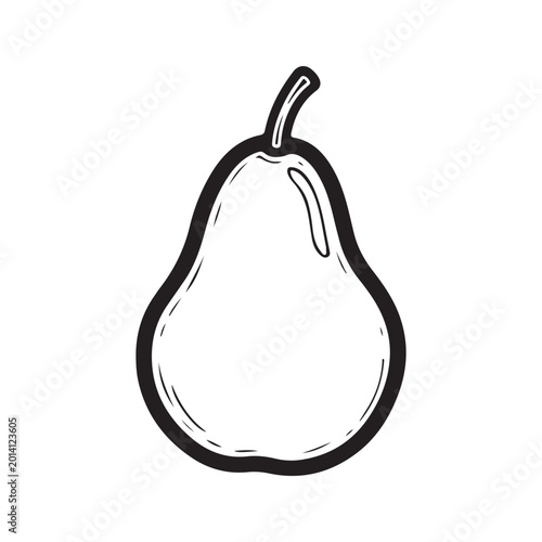 Simple hand drawn pear fruit outline icon