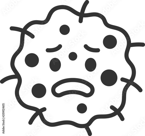 カビのキャラクターのアイコン（線画）のイラスト