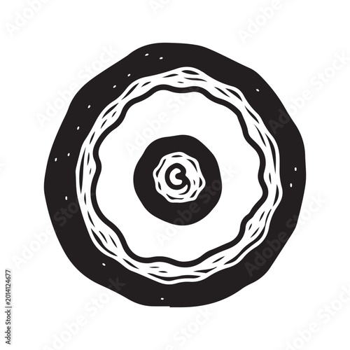Hand drawn ink sketch of a round donut icon