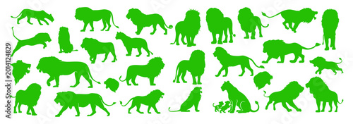 Canvas Print Lion silhouette vector icon set on Transparent background safari wildlife animal
