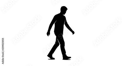 Foto Silhouette of a lone man walking with a slight hunch, evoking a sense of solitud