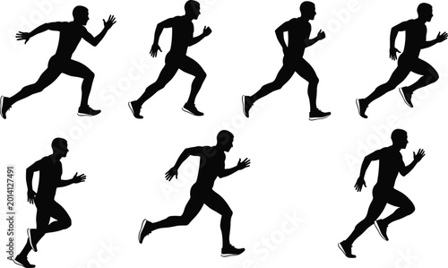 Foto Running motion silhouette illustration, sprint stride artwork, athletic movement