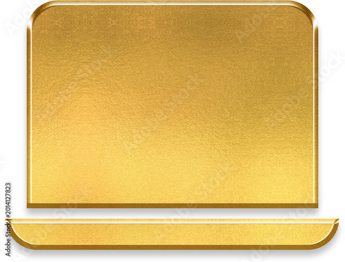Slika na platnu Professional 3D golden laptop icon for tech branding and digital workspace