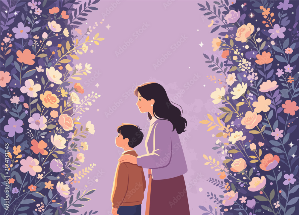 Fototapeta premium Mother's Day Parent-Child Poster Background 