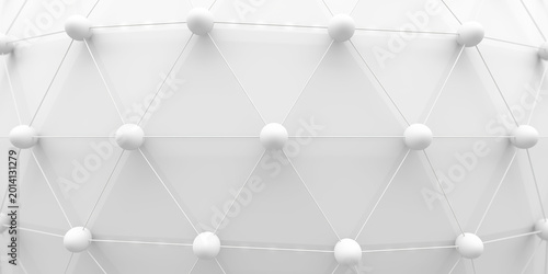 Cuadro en lienzo White geodesic sphere mesh with connected nodes and triangular panels for technology background and surface design
