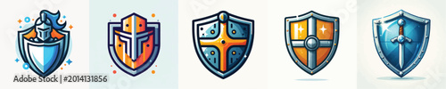 Schilderij op canvas vector of knight shield