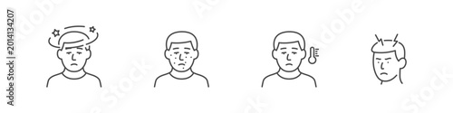 Illness human outline vector icon set