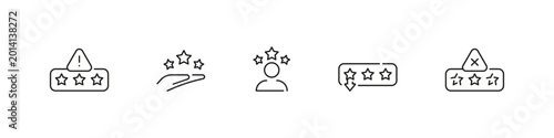 Foto Review feedback stars vector outline icon set