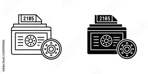 Schilderij op canvas Two identical fax machine icons with paper and dial symbols