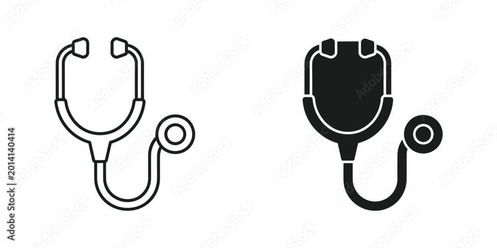 Fototapeta premium Modern stethoscope icon with black and white style design