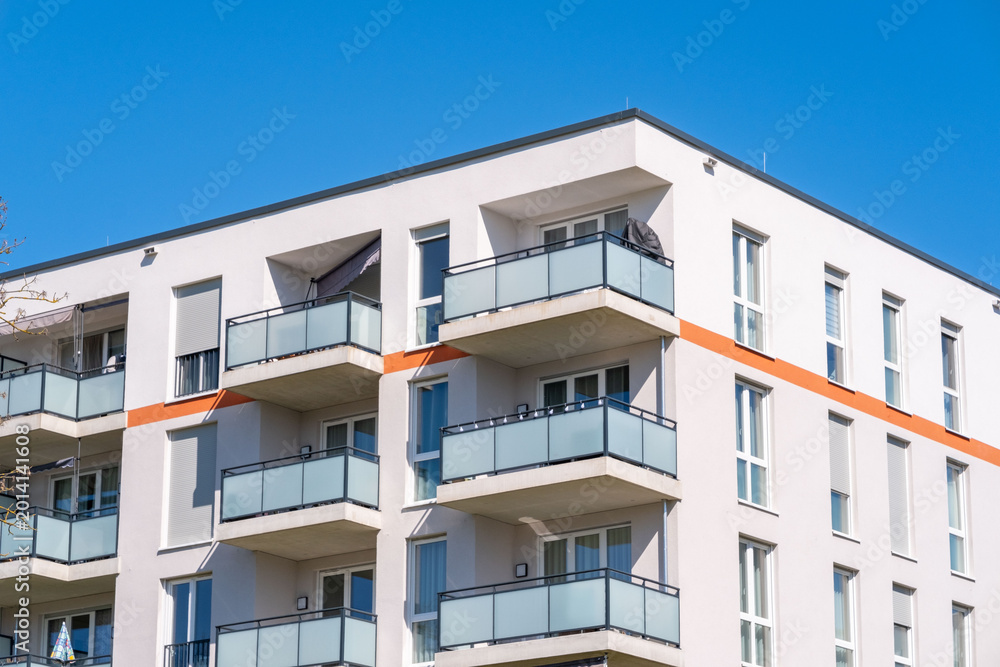 Ταπετσαρία fragments multi-storey residential buildings in European city, dynamism contempo