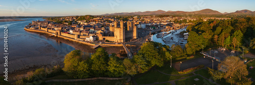 Aerial View of Caernarfon Castle and the Walled City