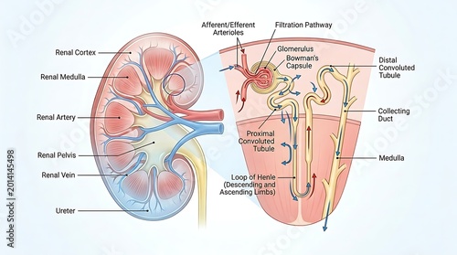 Human Kidney Filtration Anatomy Visualization for Renal Healthcare and Medical Science