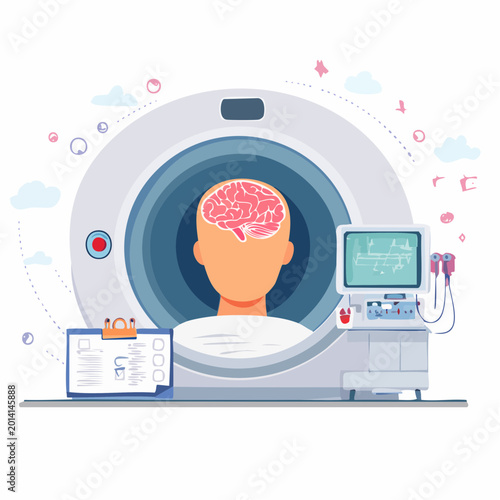 Brain Scan MRI Machine Illustration