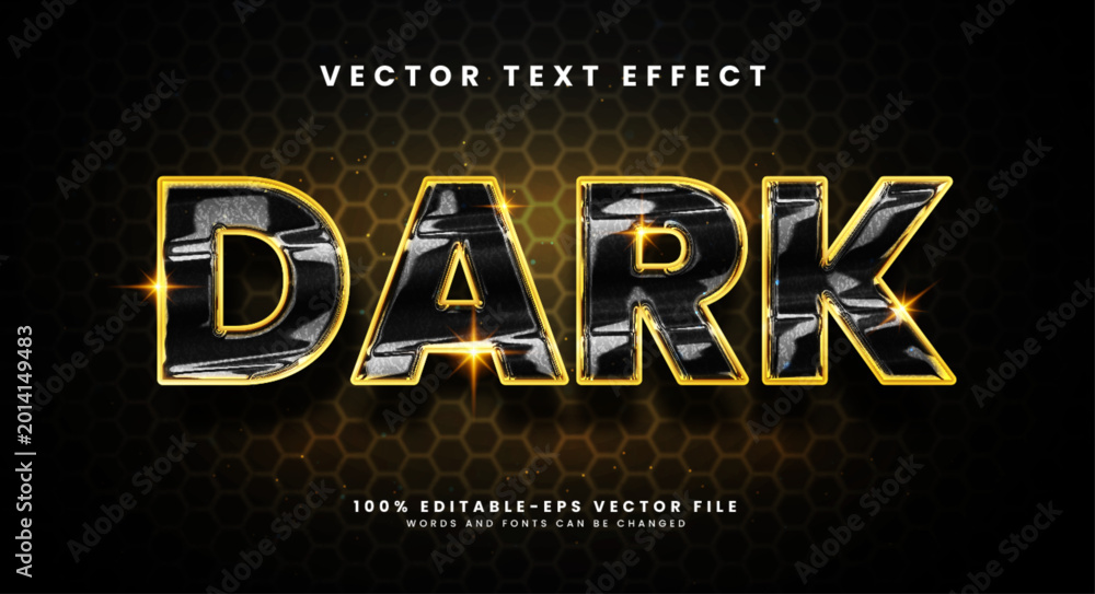 Foto Dark editable text style effect with golden theme.