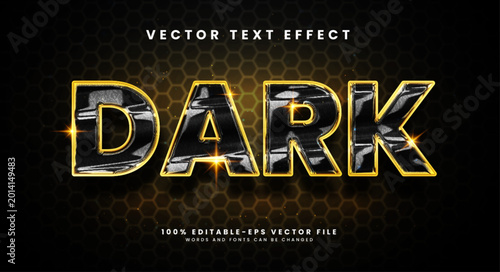 Tableau sur toile Dark editable text style effect with golden theme.