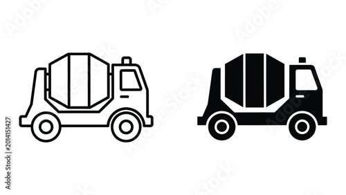 Foto Concrete mixer truck vector illustrations in black and white