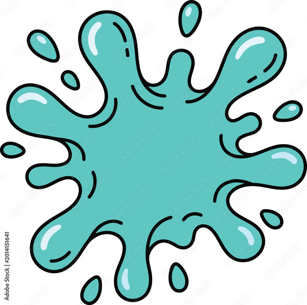 Fototapeta premium Blue Liquid Splash Vector Illustration, Cartoon Paint and Water Splatter Design Element in Flat Style.