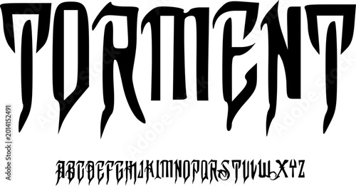Bild auf Leinwand Torment Gothic Metal Font Alphabet – Sharp Medieval Display Typeface with Dark A