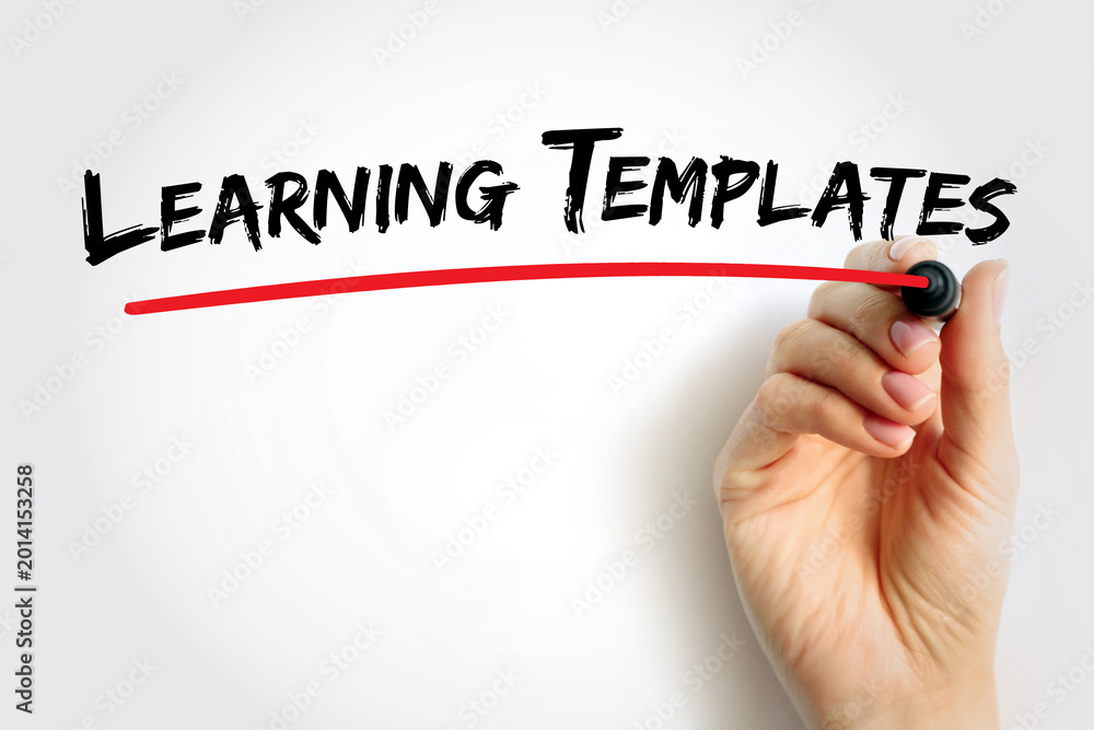 Fototapeta premium LEARNING TEMPLATES handwritten and underlined, concept of reusable course materials and structured educational design