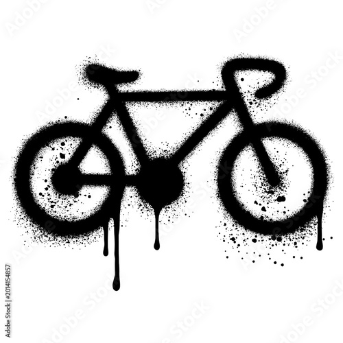 Bicycle in graffiti style with black spray paint