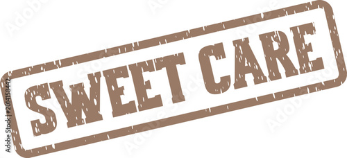 Quadro su tela Authentic looking Sweet Care rubber stamp for expressing thoughtful kindness and