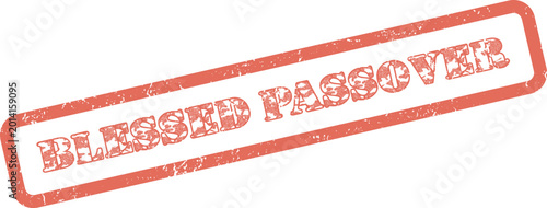 Billede på lærred Authentic retro red Blessed Passover stamp effect conveying wishes for a joyful