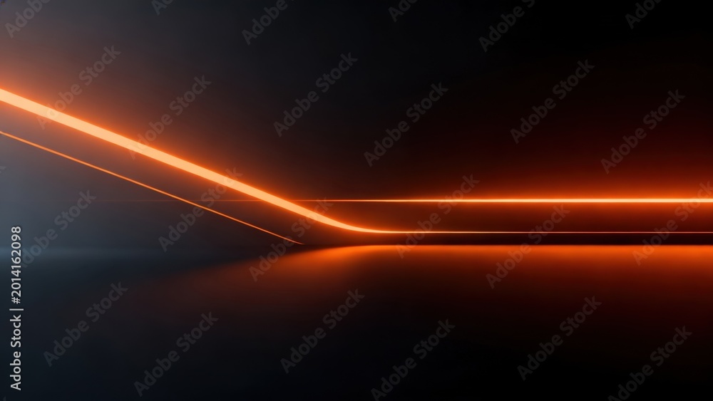 Fototapeta premium Abstract neon light lines on dark surface