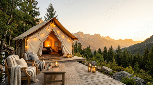 Luxury Glamping Tent in Mountain Nature