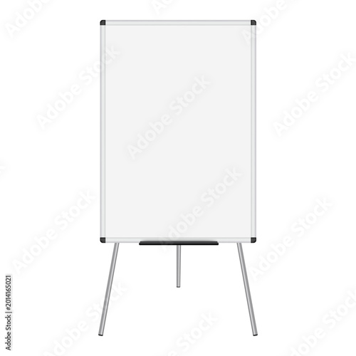 Blank whiteboard easel mockup for office presentation, business training, education, conference and workshop, front view, isolated on white background