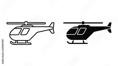 Quadro em tela Simple black and white helicopter icons side by side